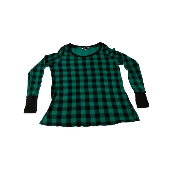 VICTORIAS SECRET Green Plaid SLEEP THERMAL LONG SLEEVE TEE PAJAMA TOP Size M/L - Picture 1 of 4